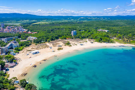 Aerial view of Atliman beach in Kiten, Bulgariaの写真素材