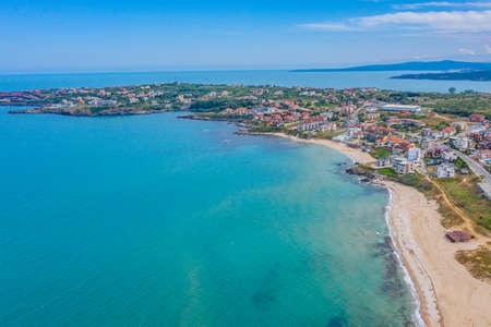 Aerial view of Bulgarian town Sozopolの写真素材