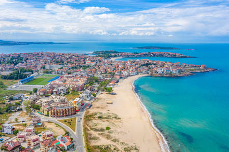 Aerial view of Bulgarian town Sozopolの写真素材