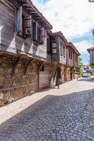 Traditional street in the old town of Sozopol, Bulgaria