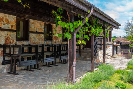 Traditional houses in Brashlyan village in Bulgariaの写真素材