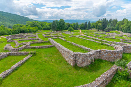 Ruins of Krakra fortress in Bulgarian town Pernikの写真素材