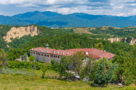 Aerial view of Rozhen monastery in Bulgaria