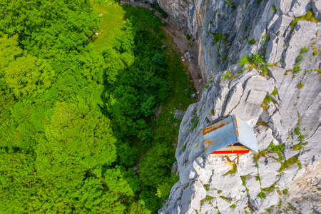 Shelter for climbers at Lakatnik rocks in Bulgariaの写真素材