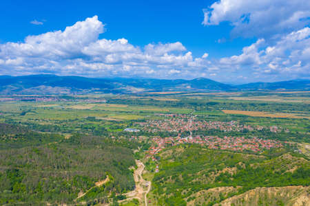 Aerial view of Bulgarian town Stobの写真素材