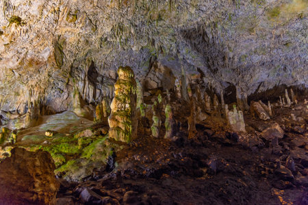 Interior of Snezhanka cave in Bulgariaの写真素材