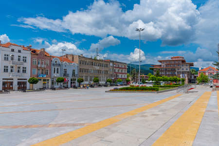 Main square of Bulgarian town Panagyurishteの写真素材
