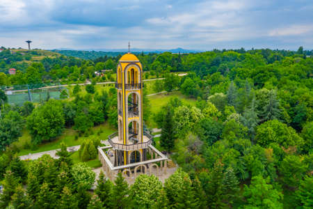 Bell tower at the monument of the Holy Mother of God in Haskovo, Bulgariaの写真素材