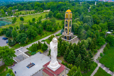 Bell tower at the monument of the Holy Mother of God in Haskovo, Bulgariaの写真素材