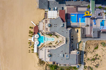 Sunny beach, Bulgaria, May 29, 2020: Aerial view of a hotel at Sunny beach - a popular holiday resort in Bulgariaのeditorial素材