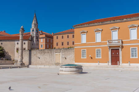 Church of Saint Ilija behind Zeleni trg square in Zadar, Croatiaの写真素材