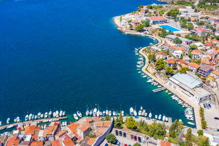 Aerial view of Krka river passing Sibenik town in Croatia
