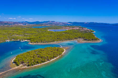 Aerial view of Zablace village in Croatiaの写真素材