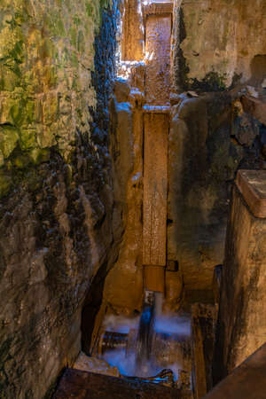 Interior of a water mill at Krka national park in Croatiaの写真素材
