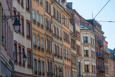 Facades of old houses in the old town of Strasbourg, Franceの写真素材
