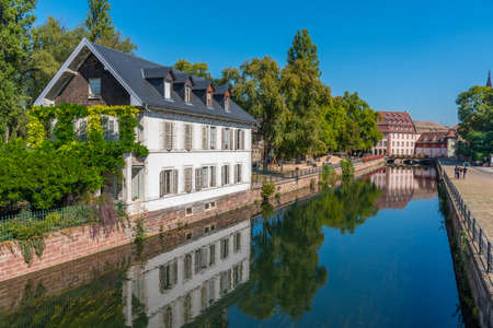 Colorful houses at Petite France district in Strasbourg, Germanyの写真素材