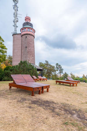 Tower at Merkurberg hill in Baden Baden, Germanyの写真素材