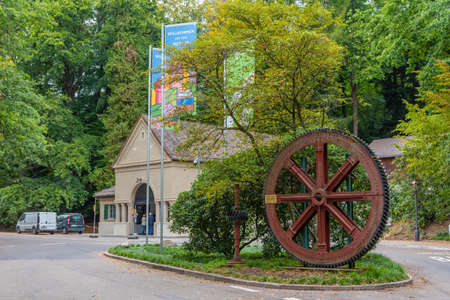 Merkurbergbahn funicular leading to Merkurberg hill in Baden Baden, Germanyの写真素材