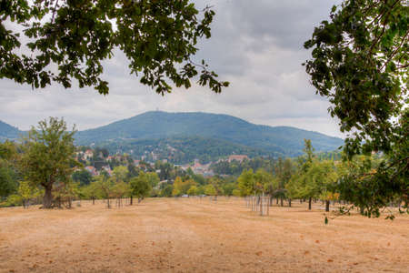 Aerial view of the old town of Baden Baden, Germanyの写真素材