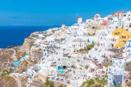 Popular view over Oia village In Santorini island, Greeceの写真素材