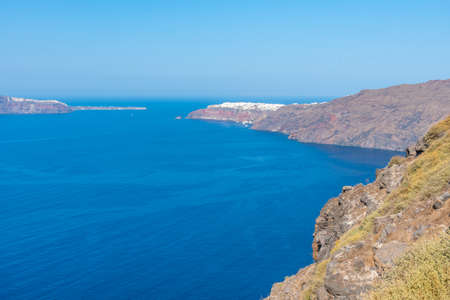 landscape of Santorini island with Oia town, Greeceの写真素材