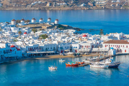 Panorama view over Mykonos in Greeceの写真素材