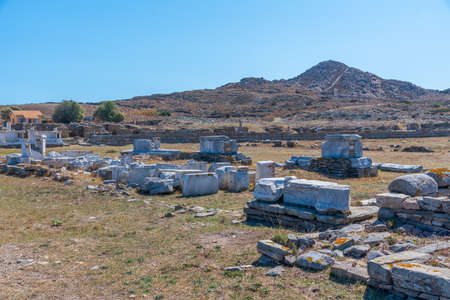 Ancient ruins at Delos island in Greece