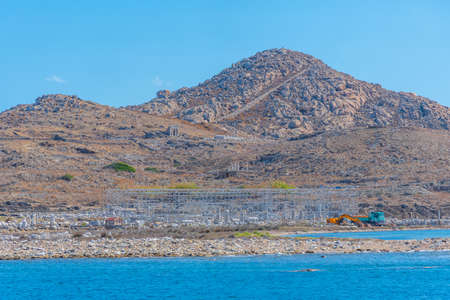 Panorama view of ancient ruins at Delos island in Greeceの写真素材