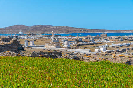 Ancient ruins at Delos island in Greeceの写真素材
