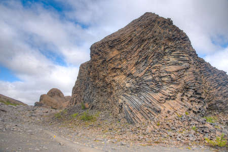 Hexagonal basalt rocks at Hljodaklettar on Iceland