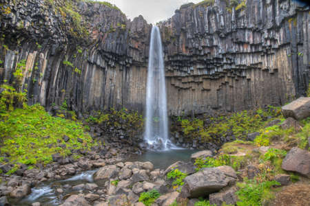 Svartifoss waterfall at Skaftafell national park on Iceland