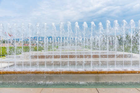 Park of fountains in Zagreb, Croatiaの写真素材