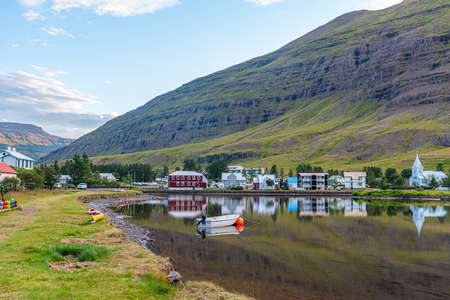 Landscape of Seydisfjordur on Icelandの写真素材