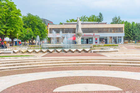 Mezdra, Bulgaria, June 15, 2020: Main square of Bulgarian town Mezdraのeditorial素材