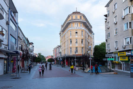 Varna, Bulgaria, May 10, 2020: View of a street in the center of Varna, Bulgariaのeditorial素材