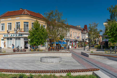Vidin, Bulgaria, September 7, 2020: People strolling through the center of Bulgarian town Vidinのeditorial素材
