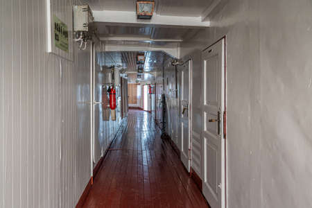 Kozloduy, Bulgaria, September 7, 2020: Cabins at Steamboat Radetzky converted into a museum near town Kozloduy, Bulgariaのeditorial素材