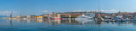 Rijeka, Croatia, July 30, 2020: Cityscape of port of Rijeka in Croatia