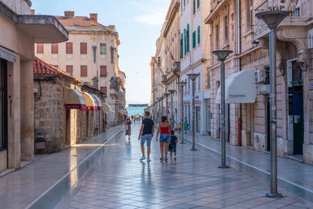 Split, Croatia, July 24, 2020: People walking at Marmontova street in Split, Croatiaのeditorial素材