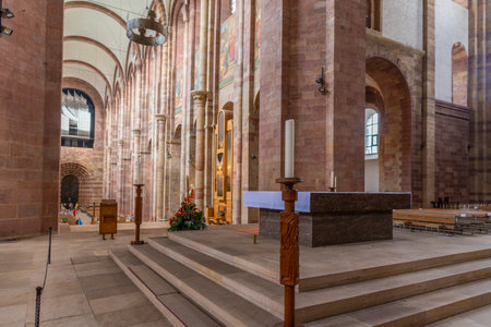 Speyer, Germany, September 16, 2020: Interior of the cathedral in Speyer, Germanyのeditorial素材