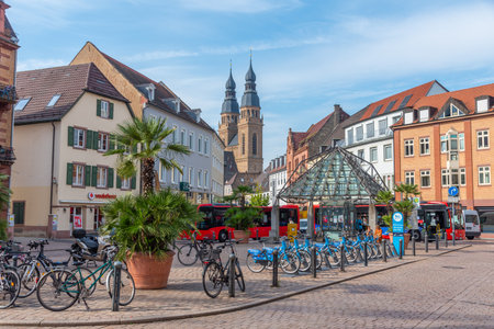 Speyer, Germany, September 16, 2020: View of Postplatz square in Speyer, Germanyのeditorial素材