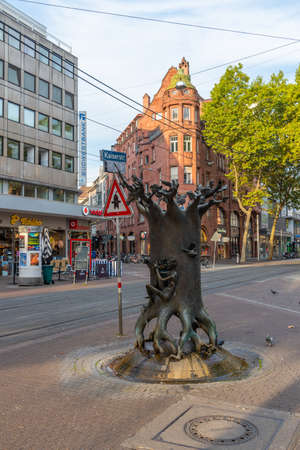 Karlsruhe, Germany, September 16, 2020: People are walking on a street during a summer day in Karlsruhe, Germanyのeditorial素材