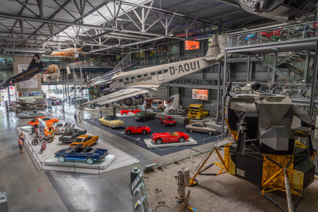 Speyer, Germany, September 16, 2020: Collection of space technique and other vehicles inside of the Technik museum in Speyer, Germanyのeditorial素材