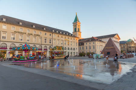 Karlsruhe, Germany, September 15, 2020: View of a tomb of Karl Wilhelm von Baden-Durlach at Marktplatz square in Karlsruhe, Germanyのeditorial素材