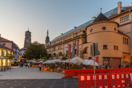 Stuttgart, Germany, September 18, 2020: People are enjoying a sunny day at Marktplatz in Stuttgart, Germanyのeditorial素材