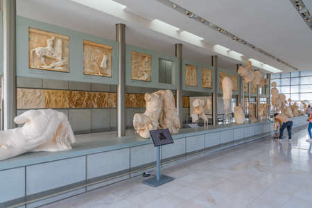 Athens, Greece, September 28, 2020: Collection of ancient artifacts at the Acropolis museum in Athens, Greeceのeditorial素材