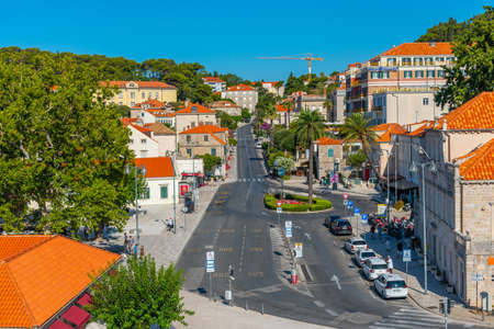 Square leading to the Pile gate at Croatian town Dubrovnikのeditorial素材