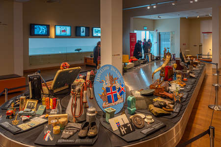Reykjavik, Iceland, August 30, 2020: Exhibition inside of the national museum of Iceland in...