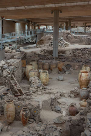 Prehistoric Town of Akrotiri at Santorini island in Greeceのeditorial素材