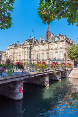 View of Palais Rohan reflecting on water in Strasbourg, Franceのeditorial素材